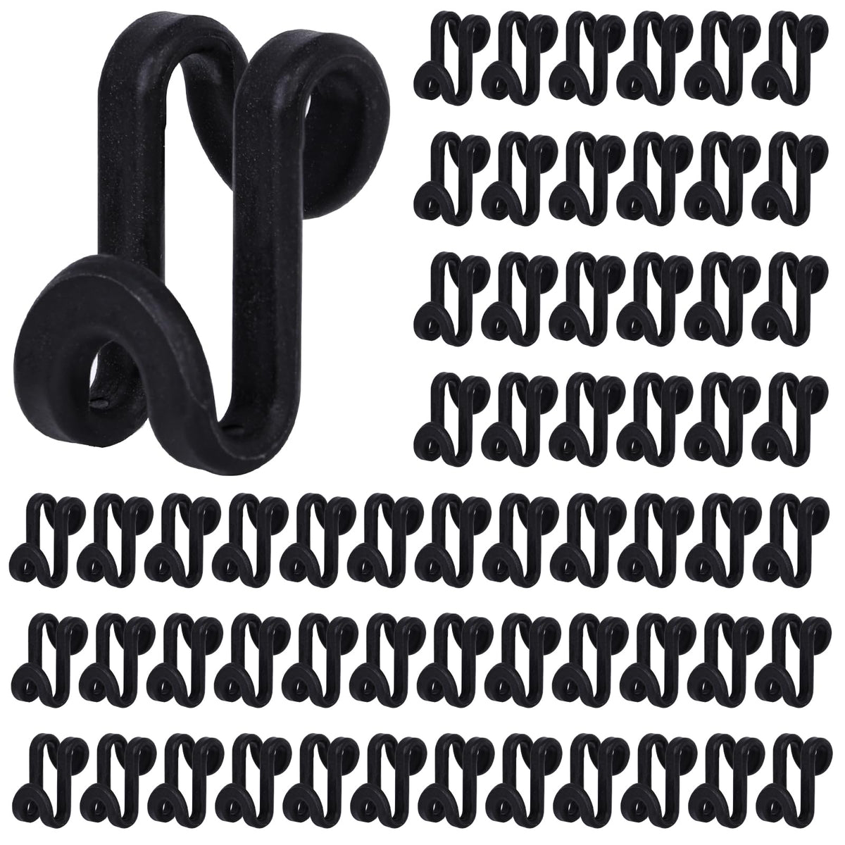 HAKDAY 60PCS Hanger Connector Hooks, Black Clothes Hanger Connector Heavy Duty Space Saving Hooks for Velvet Hangers Wooden Hang