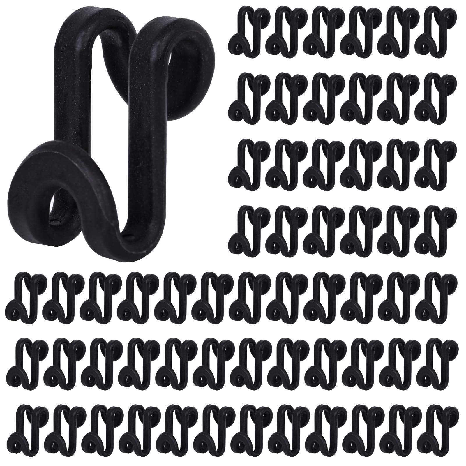 HAKDAY 60PCS Hanger Connector Hooks, Black Clothes Hanger Connector Heavy Duty Space Saving Hooks for Velvet Hangers Wooden Hang