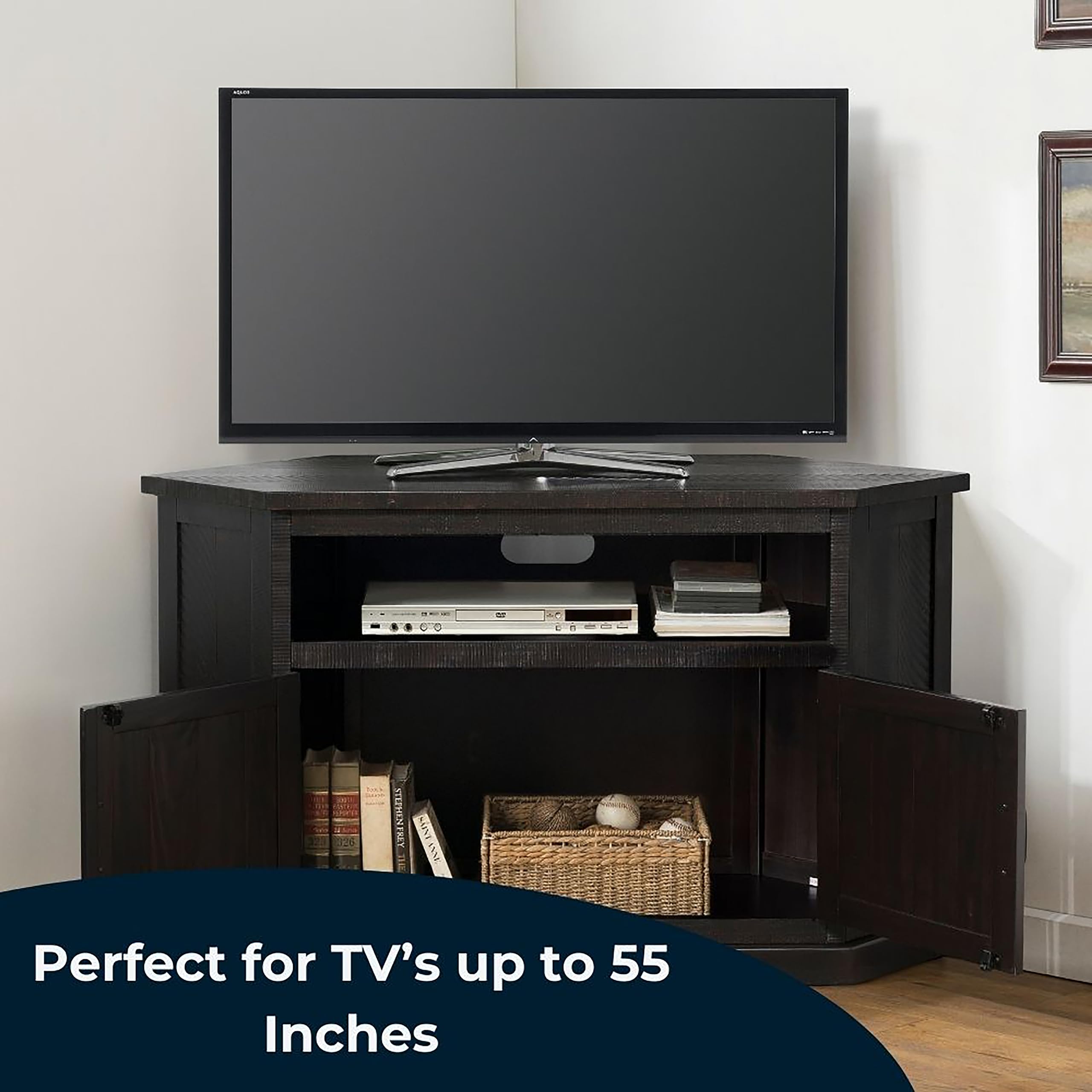 Martin Svensson Home Tv Stand - Rustic Espresso Entertainment Center - Farmhouse Style - Large Versatile Cabinet Provides Ample Storage