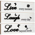 Jetec 3 Pieces Rustic Wood Sign Wall Decor Live Love Blessed Family and Love Quote Sign Farmhouse Wall Mount Decoration for Home