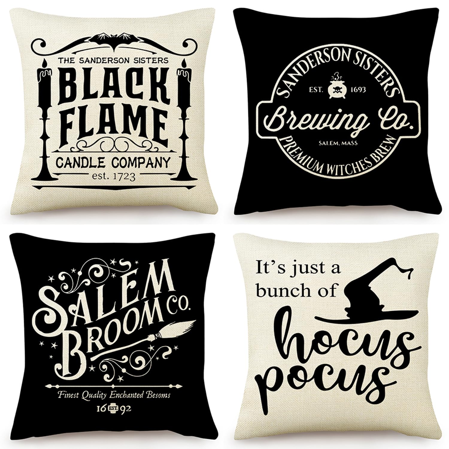 Leioh Halloween Decorations Pillow Covers 18X18 Set Of 4 Halloween Decor Hocus Pocus Farmhouse Saying Halloween Pillows For Home