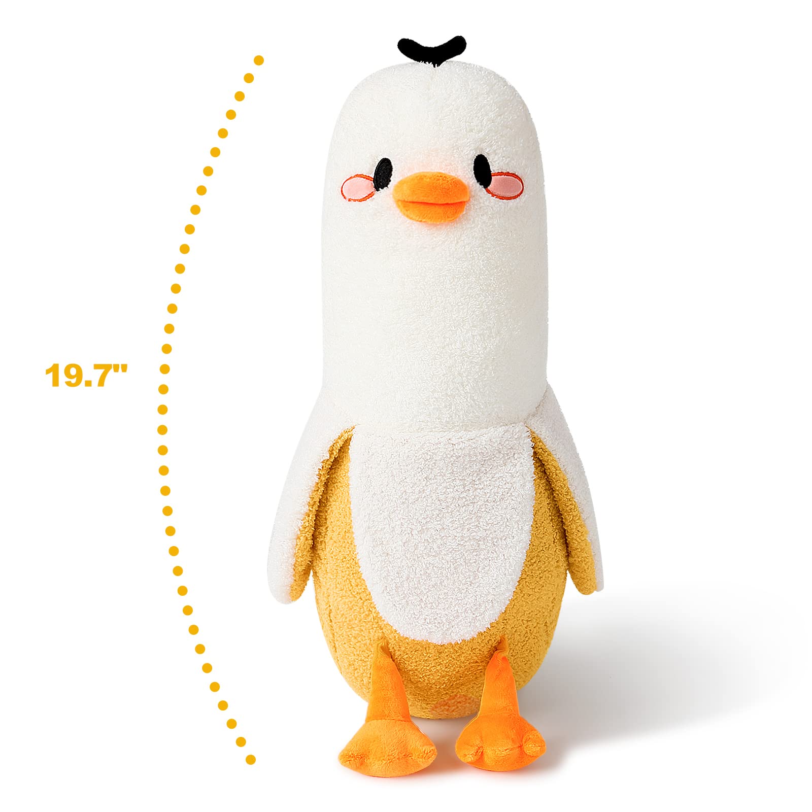 Peach Cat Banana Duck Plush Pillow Duck Stuffed Animal Cute Banana Plushie For Girls And Boys White 19.7'