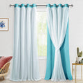 Hiasan Mix & Match Blackout Curtains with Sheer Overlay, Double Layer Sun Blocking Thermal Insulated Grommet Window Curtains for