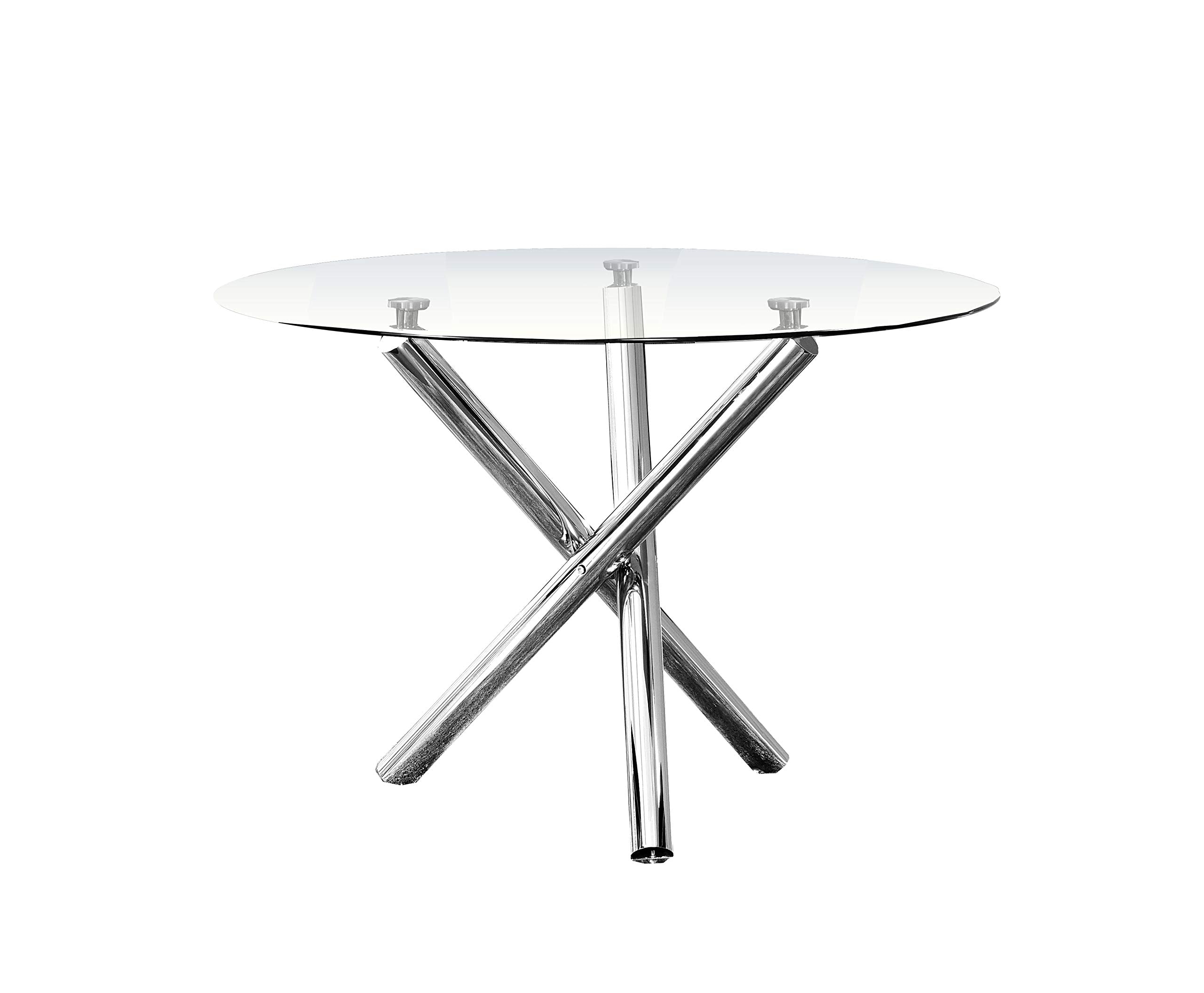 Best Master Furniture Crystal Modern Round Glass Top Dinette Table Only, Clear