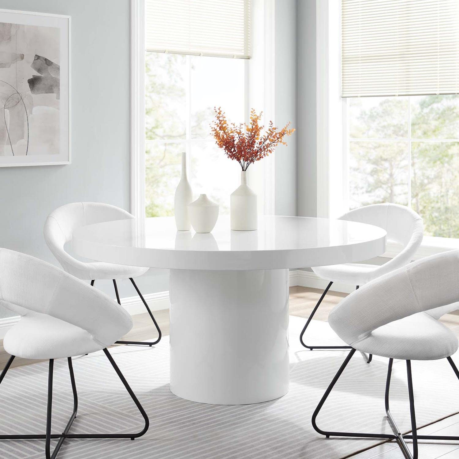 Modway Gratify 59&Quot; Round Mdf Wood Dining Table In White Finish