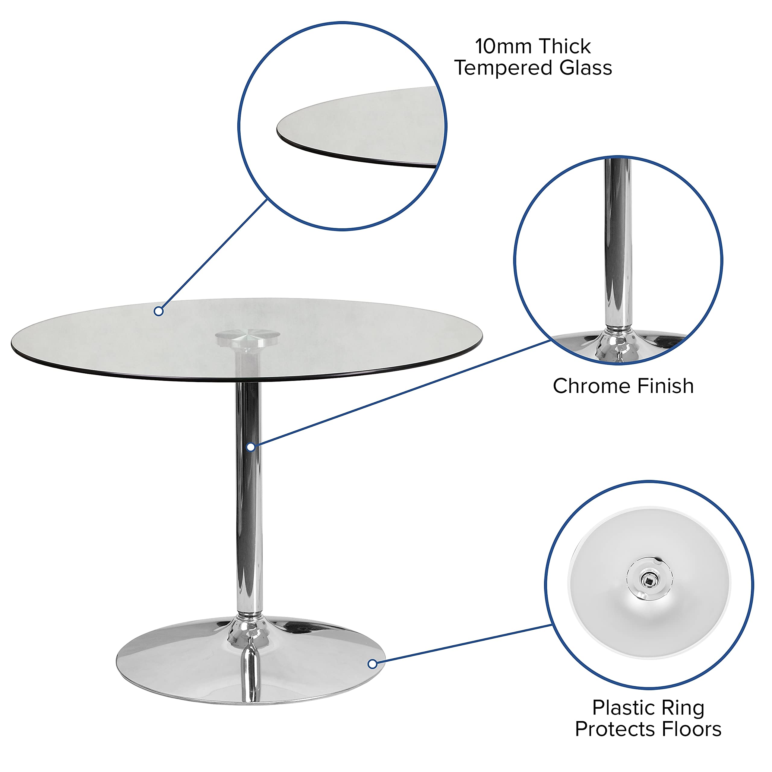 Flash Furniture Hills Round Glass Dining Table - Thumbnail 4