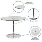 Flash Furniture Hills 39.25'' Round Glass Dining Table with 29''H Chrome Base, Decorative Narrow Round Tempered Glass Cocktail Table, Clear/Silver