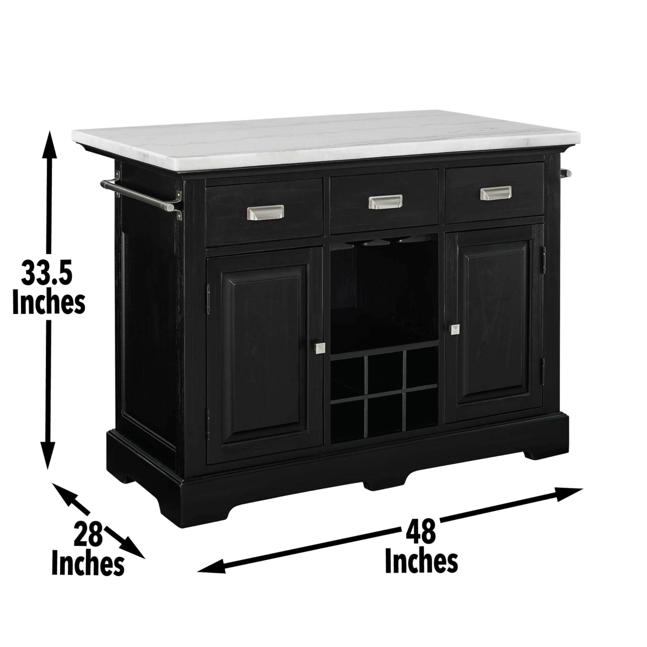 Steve Silver Furniture Aspen Marble Top Kitchen Island - Thumbnail 2