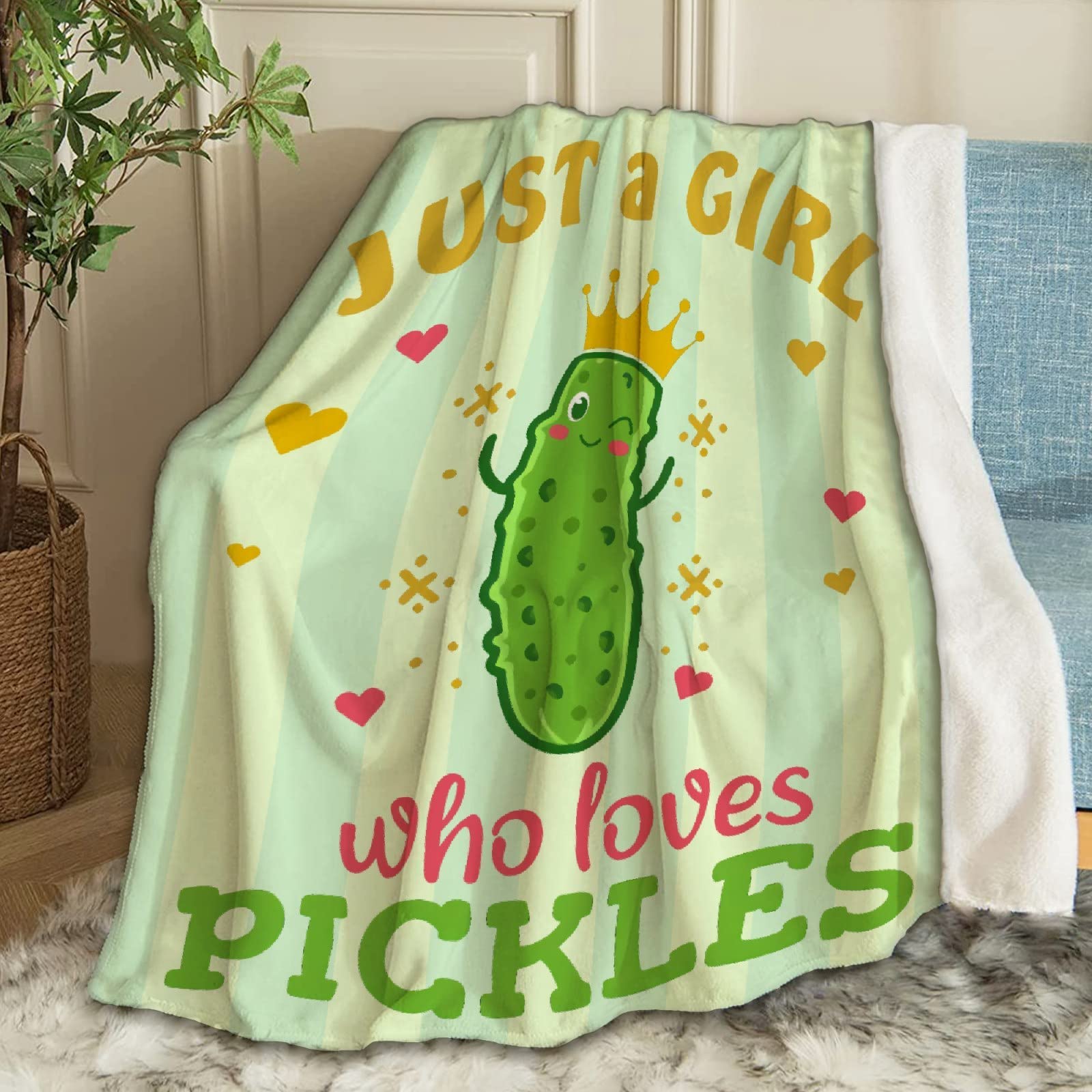 Artblanket Just A Girl Who Loves Pickles Throw Blanket Fannel Fleece Microfiber Plush Bed Blanket Super Soft Blanket For All Sea