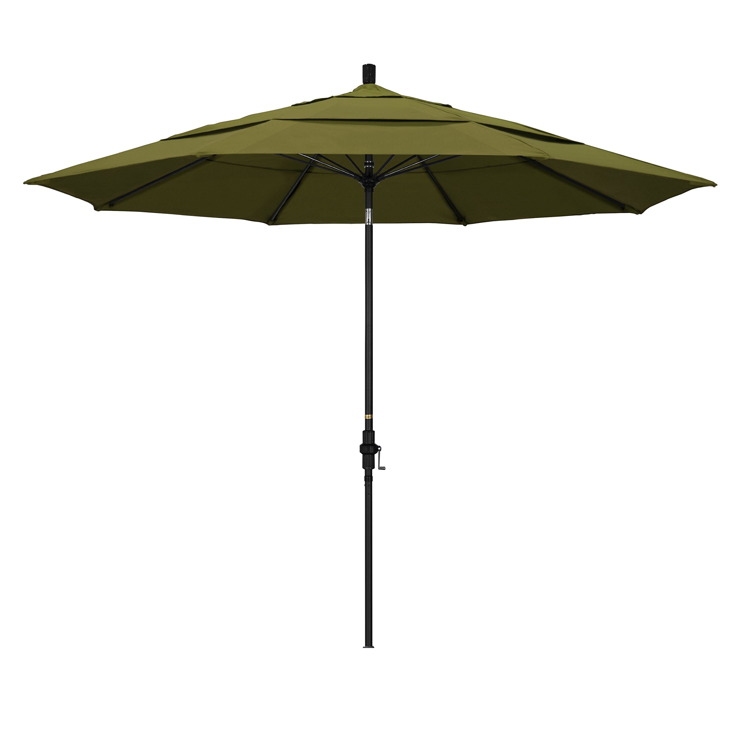 California Umbrella 11' Round Fiberglass Rib Market Umbrella, Crank Lift, Collar Tilt, Black Pole (Gscuf118705-Sa21-Dwv)
