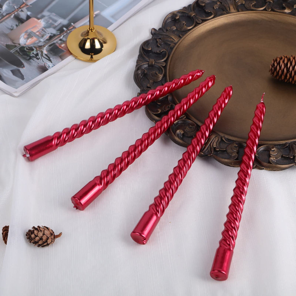 Kemladio Candle, 4Pcs 10 Inch Red Unscented Taper Candles, 8 Hrs Burn Time, Dinner, Halloween
