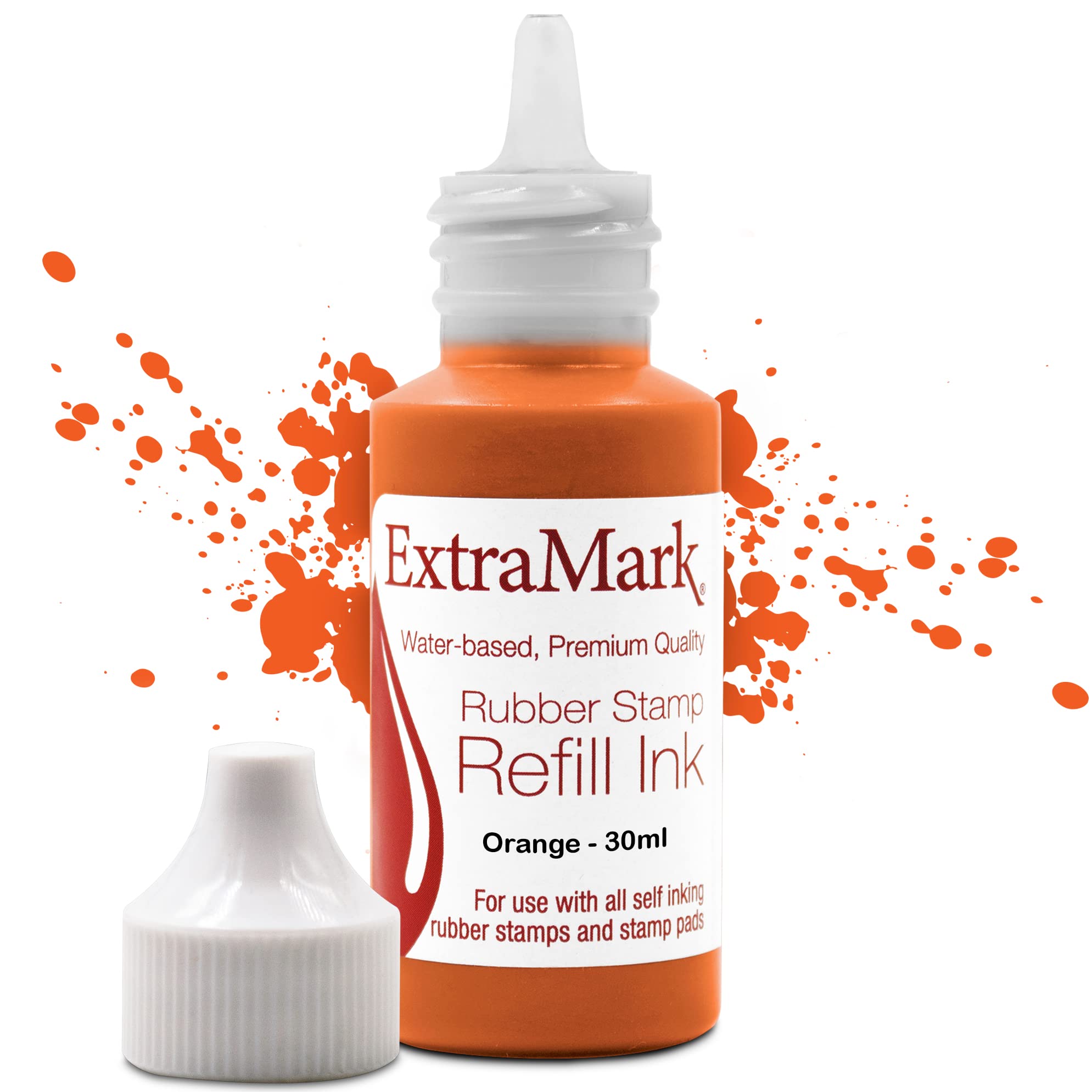 Extramark Premium Stamp Refill Ink For Self-Inking Stamps And Stamp Pads, 30 Ml, Orange Color Ink.