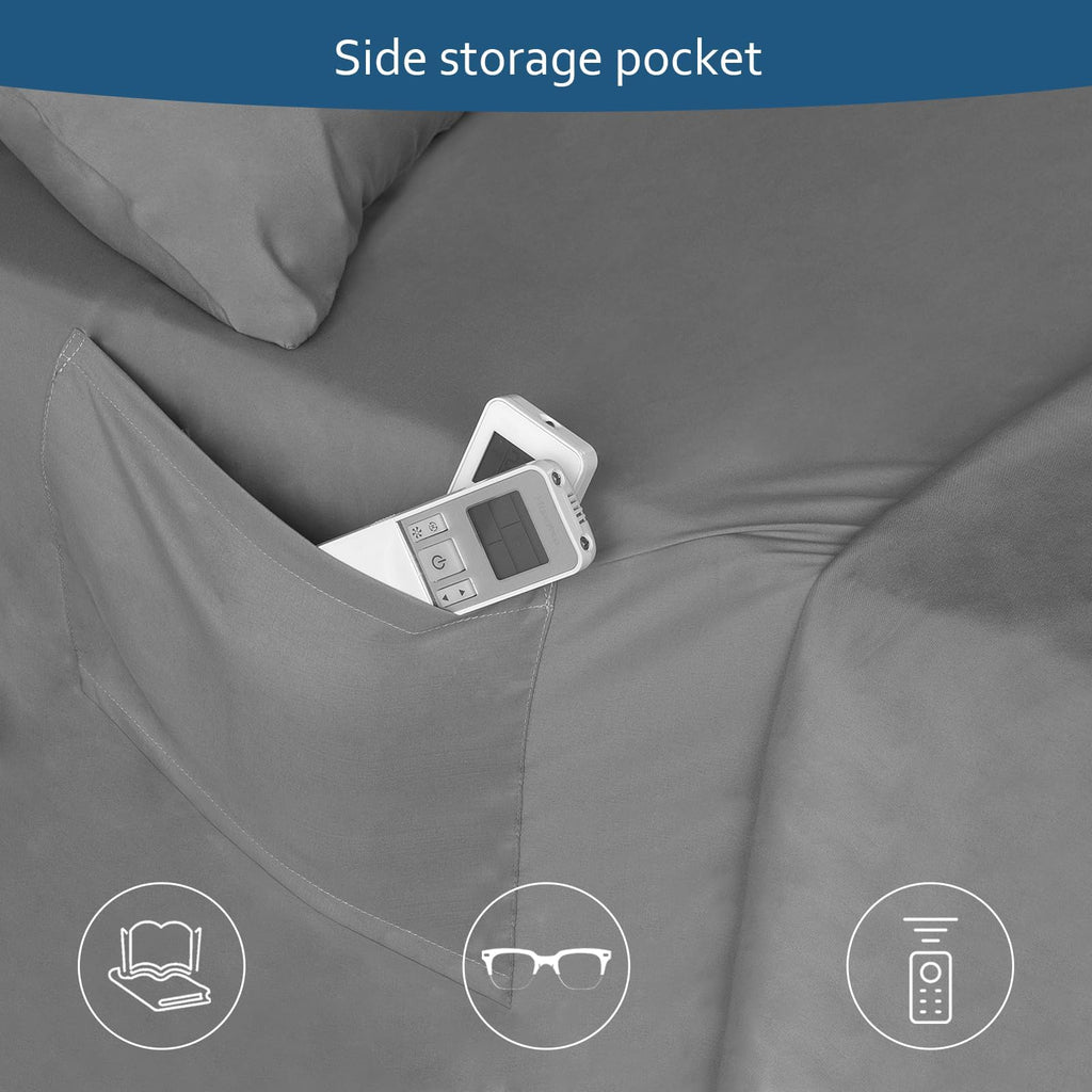 Deep Pocket Twin Xl Sheet Sets - Extra Long Twin Sheets - Dorm Room Essentials - 4 Piece Xl Twin Bed Sheets Fade Resistant Fits 16In To 24In Pillow Top Air Mattress - Grey