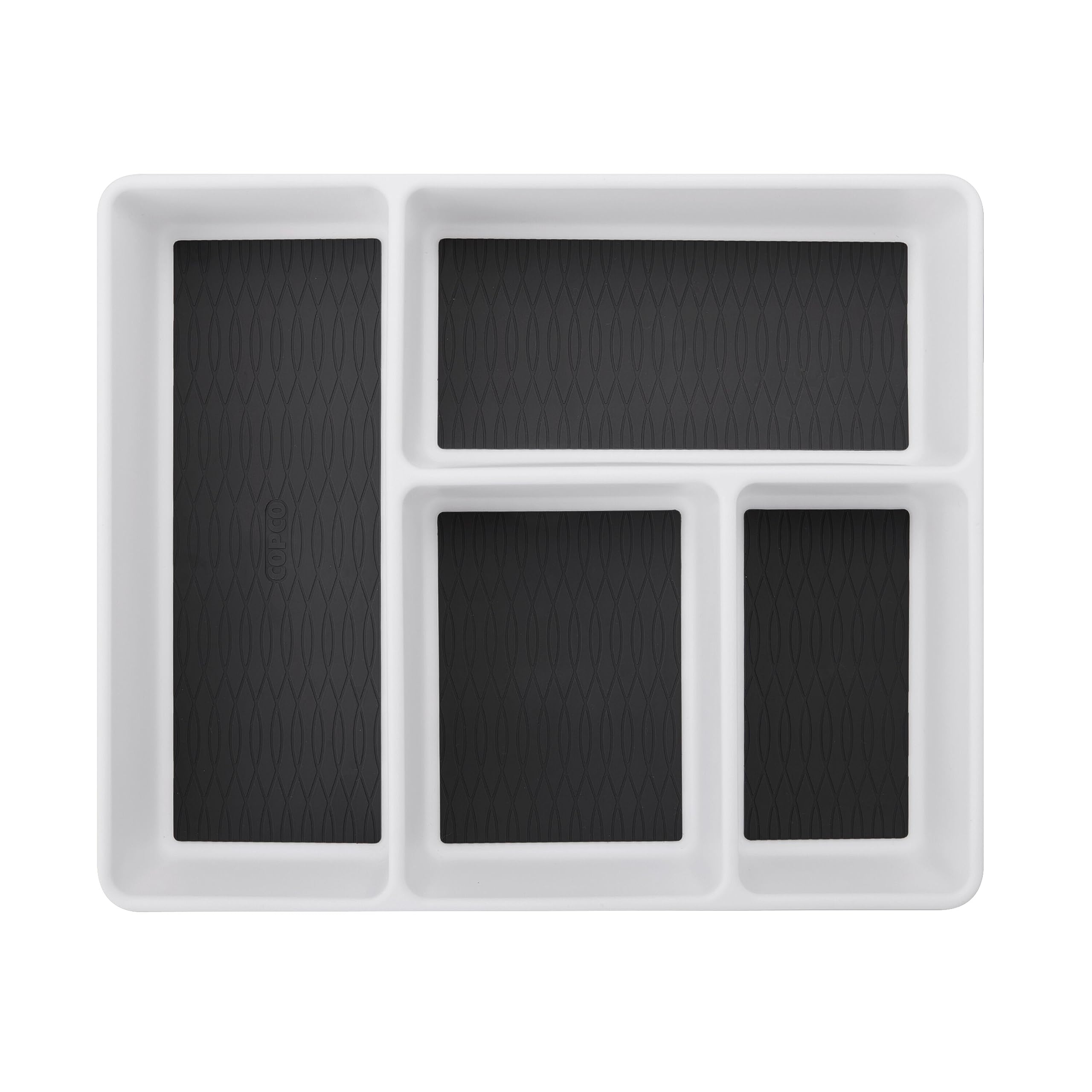 Copco Basics Multi-Compartment Drawer Organizer, White/Charcoal Gray