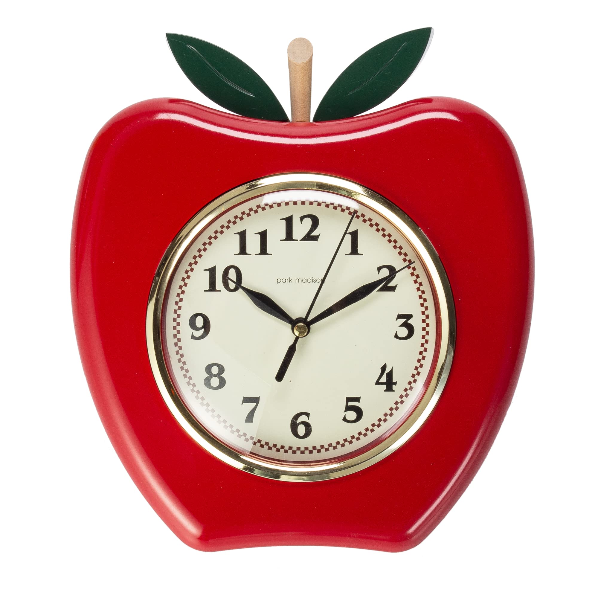 Park Madison Apple 9 Inch Quality Quartz Battery Operated 3 Dimensional Easy to Read Home/Office/Kitchen/Classroom/School Clock 