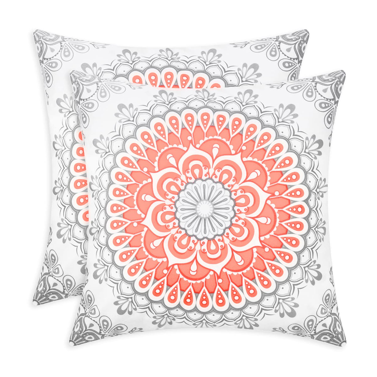 Calitime Throw Pillow Covers Pack Of 2 Cozy Fleece Mandala Dahlia Floral Medallion Compass Style Cushion Cases For Couch Bed Sof