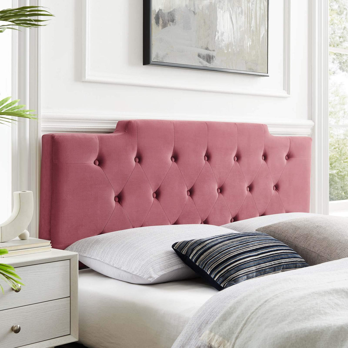 Modway Mod-6184-Dus Juliet Tufted Twin Performance Velvet Headboard, Dusty Rose