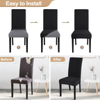 Searchi Dining Room Chair Covers Set Of 6, Stretch Jacquard Parsons Chair Slipcovers Removable Washable Kitchen Chair Protector Cover For Dining Room, Hotel, Ceremony (Black Rhombus)