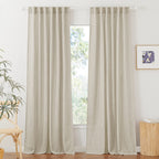 Ryb Home Natural Beige Linen Sheer Curtains 84 Inches Long For Bedroom And Living Room, Back Tab/Rod Pocket, Light Filtering Sheer Curtains And Drapes, W 52 X L 84 Inches, 2 Panels Set