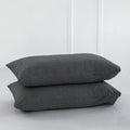 Moomee Bedding Pillowcases Pack Of 2 100% Washed Cotton Linen Like Textured Breathable Durable Soft Comfy (Dark Grey, Standard)