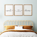 Set of 3 Framed Farmhouse Sweet Dreams Sign 11x14    Above Bed Wall Decor for Bedroom Decor Wall Art Wood Signs (11x14, Brown)