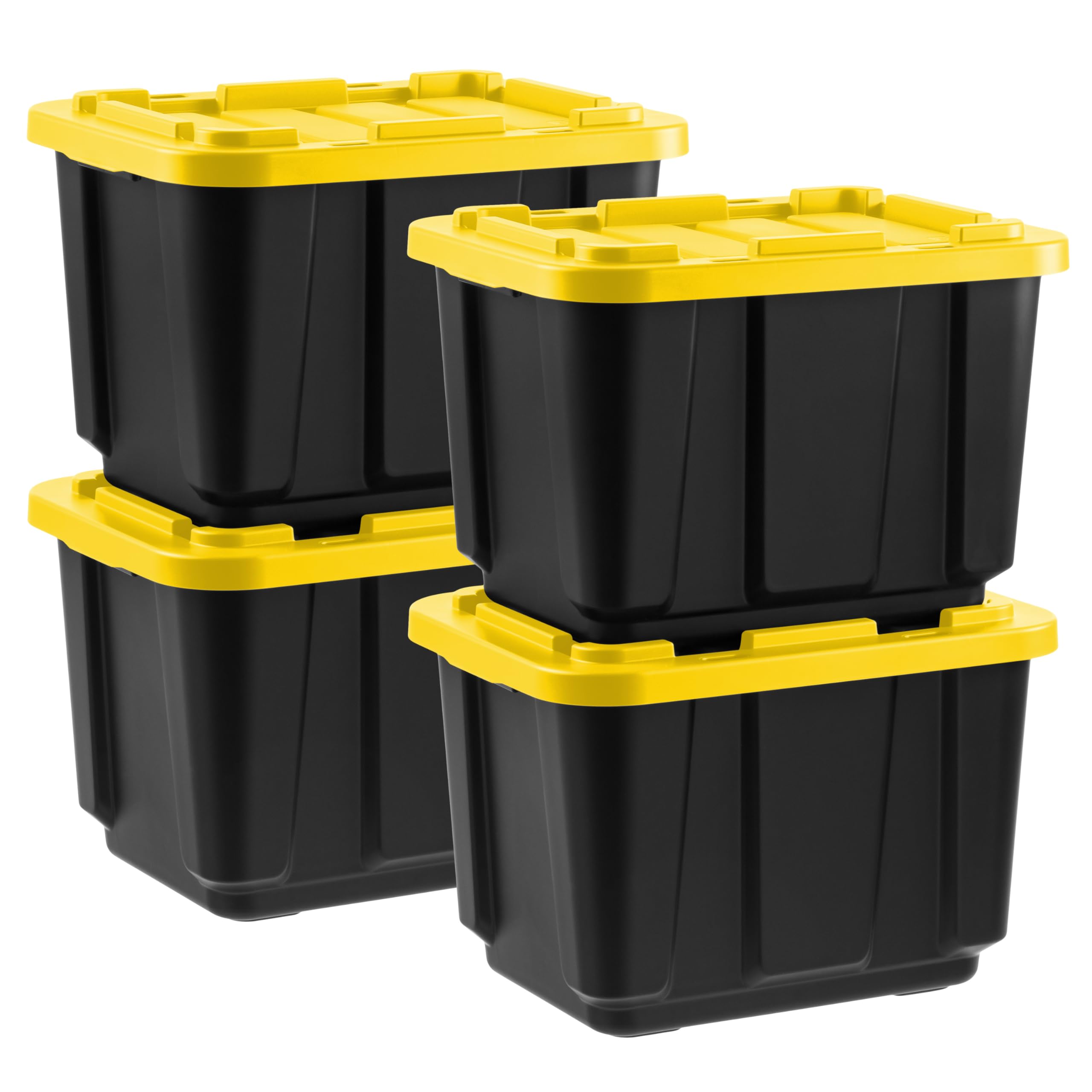 Iris Usa 12 Gallon Heavy Duty Truck Bed Toolbox Storage Tote Bins With Lids, 4 Pack - Made In Usa, Tough Snap On Lid Stackable I
