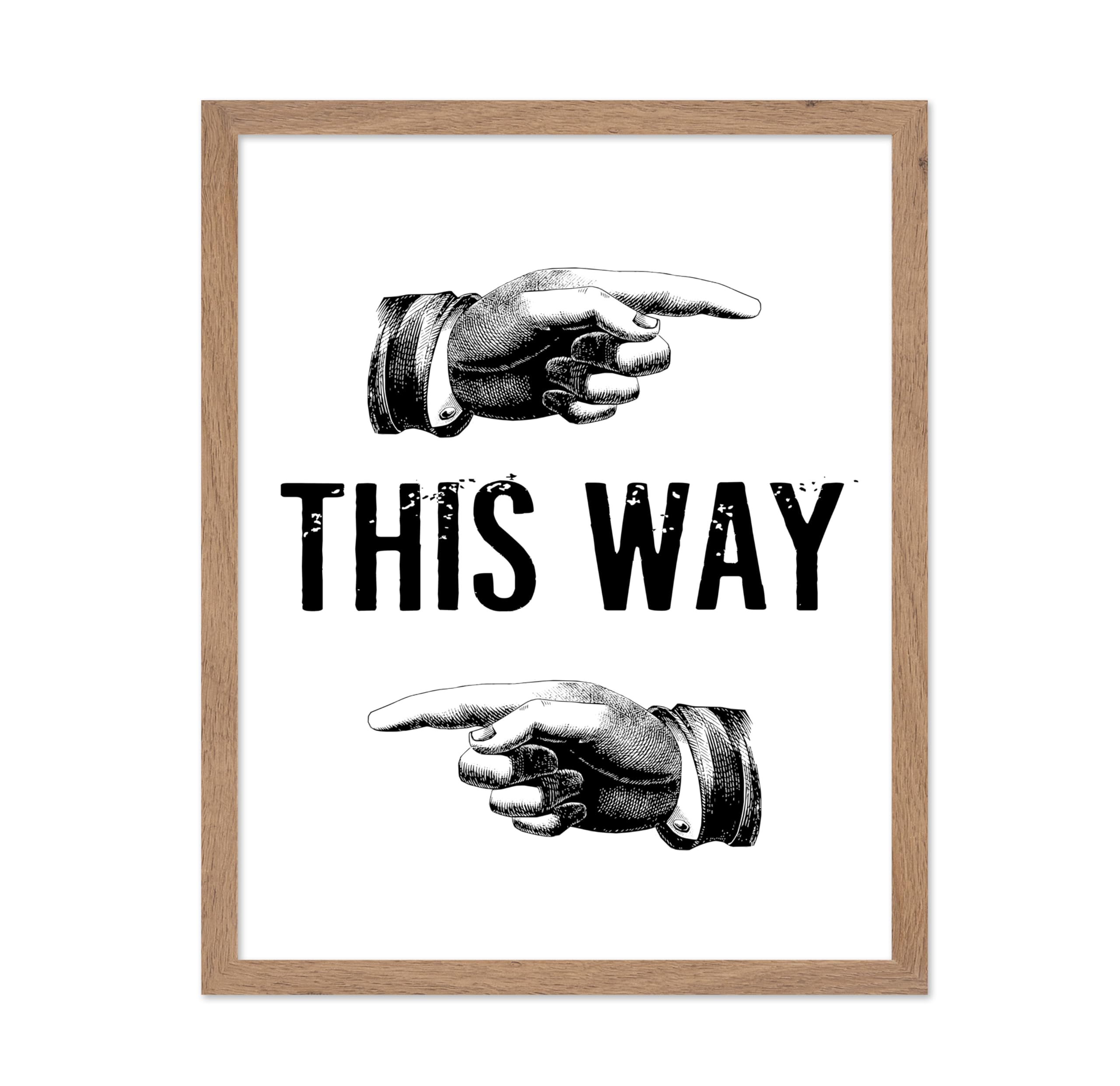 Poster Master Vintage Illustration Poster - Retro Minimalist Print - Gift for Artist, Friend - This Way, Pointing Hands, Graphic