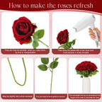 50 Pcs Artificial Rose Flower Realistic Silk Roses With Stem Bouquet Of Flowers Plastic Flowers Real Looking Fake Roses For Home