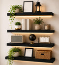 Floating Shelves for Wall, Black Set of 1 Engineered Wood Floating Wall Shelves with Hidden Brackets, Heavy Duty 20lbs Capacity,