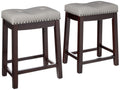 Angel Line Cambridge Bar Stools, 24 Set of 2, Espresso with Gray Cushion