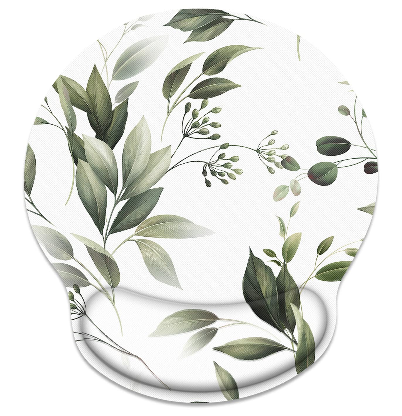 Britimes Ergonomic Mouse Pad With Wrist Support Green Flowers Leaf Non-Slip Rubber Base Mousepad For Home Office Gaming Working