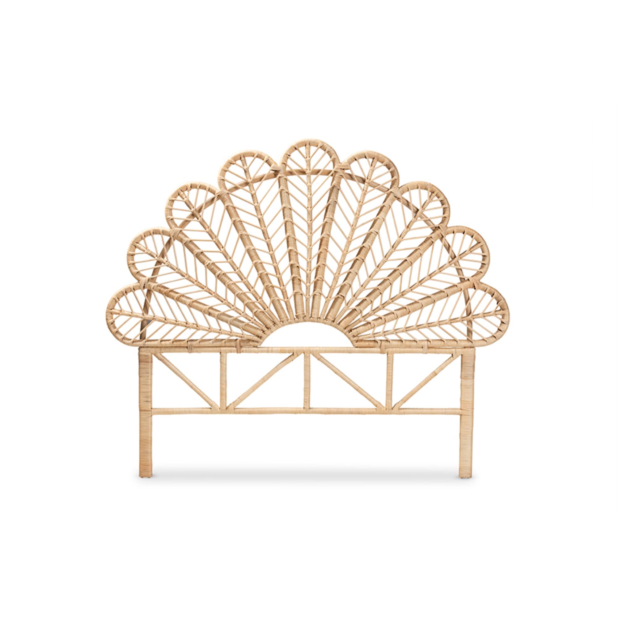 Baxton Studio Variel Modern Bohemian Natural Brown Rattan Queen Size Standalone Headboard
