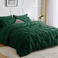 Cozylux California King Comforter Set - 7 Pieces Cal King Bed Set, Pinch Pleat Emerald Green Cali King Bedding Set With Comforte