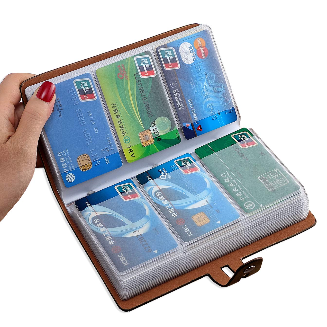 Romozi Rfid Credit Card Holder, Leather Business Card Organizer With 96 Card Slots, Credit Card Protector For Managing Your Diff