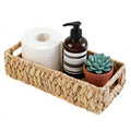 Cyrabota Water Hyacinth Basket, Toilet Tank Basket for Storage with Builtin Handles, HandWoven Wicker Baskets for Bathroom Dec