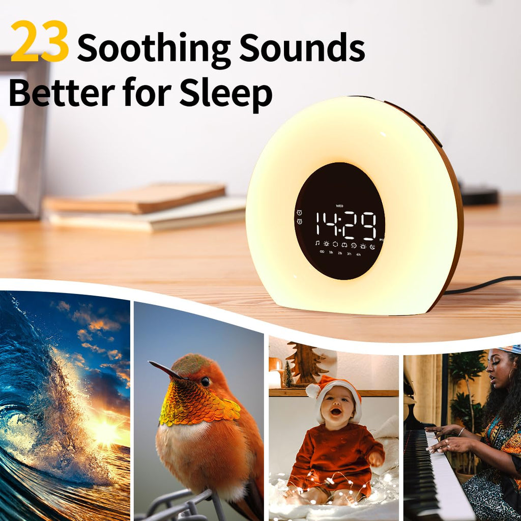Orangelight Wake Up Light Sunrise Alarm Clock For Bedroom Sunrise Sunset Simulation 23 Natural Sounds 13 Colors Night Light Dual