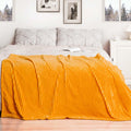 Vessia Flannel Fleece Throw Blanket For Couch,Sofa,Bed(50X70Inch), 300Gsm Microfiber Orange Striped Chair Blanket For Adults And