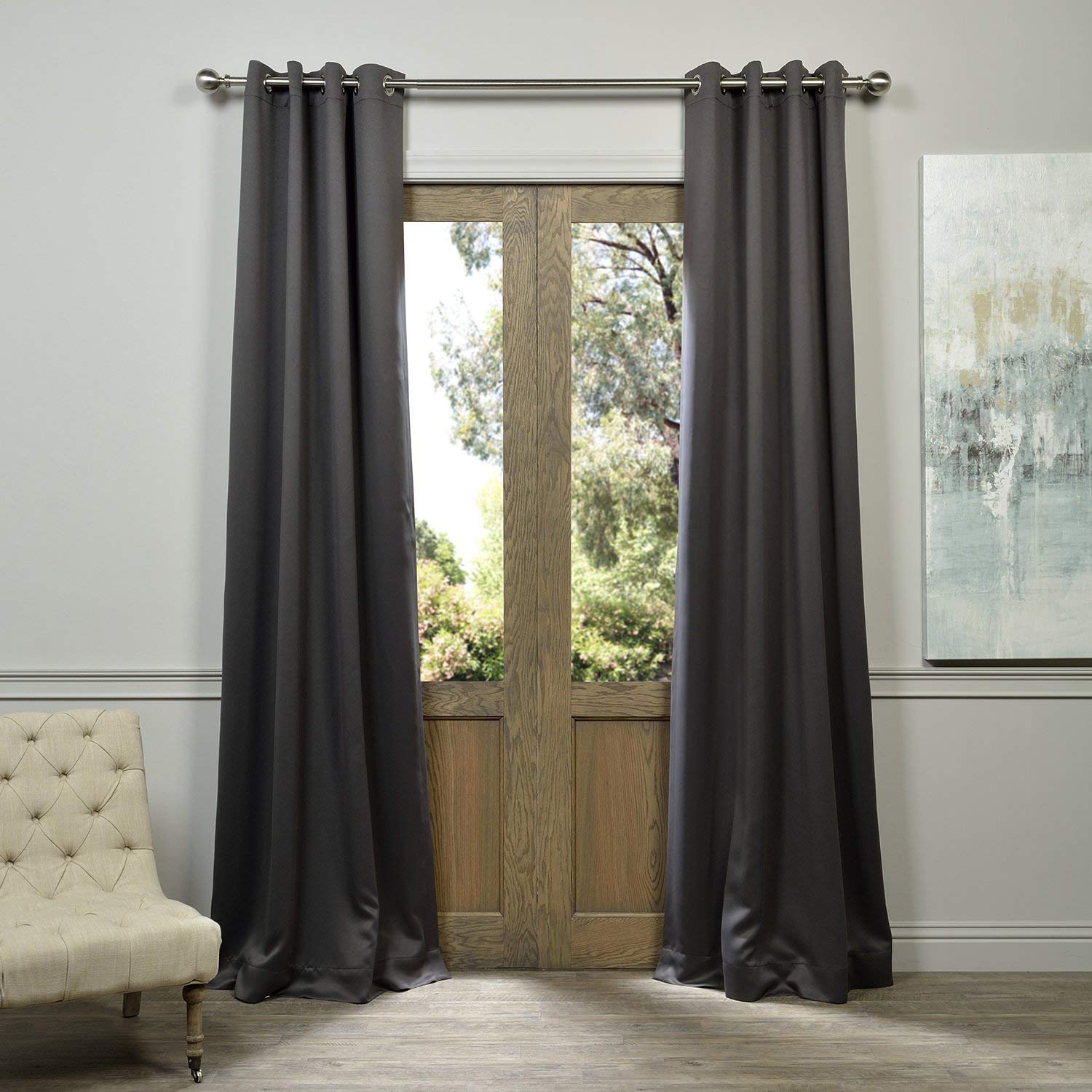 HPD Half Price Drapes Grommet Room Darkening Curtain 50 X 96 (1 Panel), BOCH-201403-96-GR, Anthracite Grey, 50W x 96L