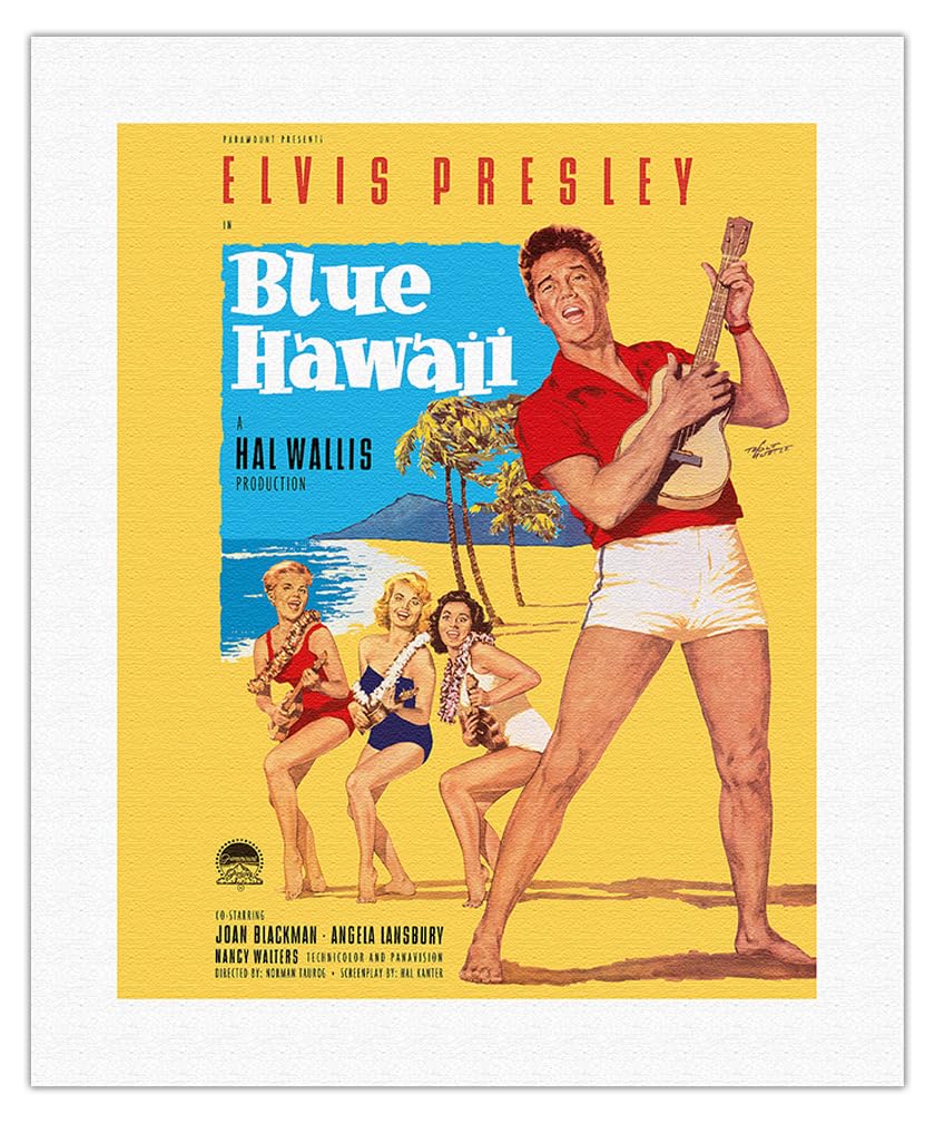 Elvis Presley in Blue Hawaii - Vintage Film Movie Poster by Rolf Goetze c.1961 - Fine Art Rolled Canvas Print (Unframed) 16in x 