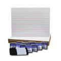 Flipside Red & Blue Ruled/Dry Erase Dual Sided Board + Pen + Student Eraser Set, 12 Sets