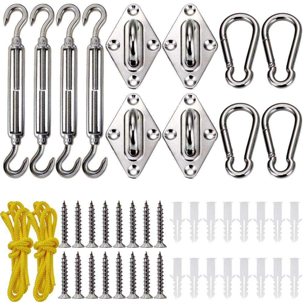 Gooswexmzl Shade Sail Hardware Kit, Stainless Steel Hardware Kit For Triangle Square Rectangle Sun Shade Sail Installation For P
