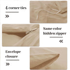 Nexhome Pro Duvet Cover Queen Size, 100% Washed Cotton Linen Feel Textured Organic Natural Duvet Cover, 3 Pieces Bedding Set With Zipper Closure, Breathable, Soft Beige (No Comforter)