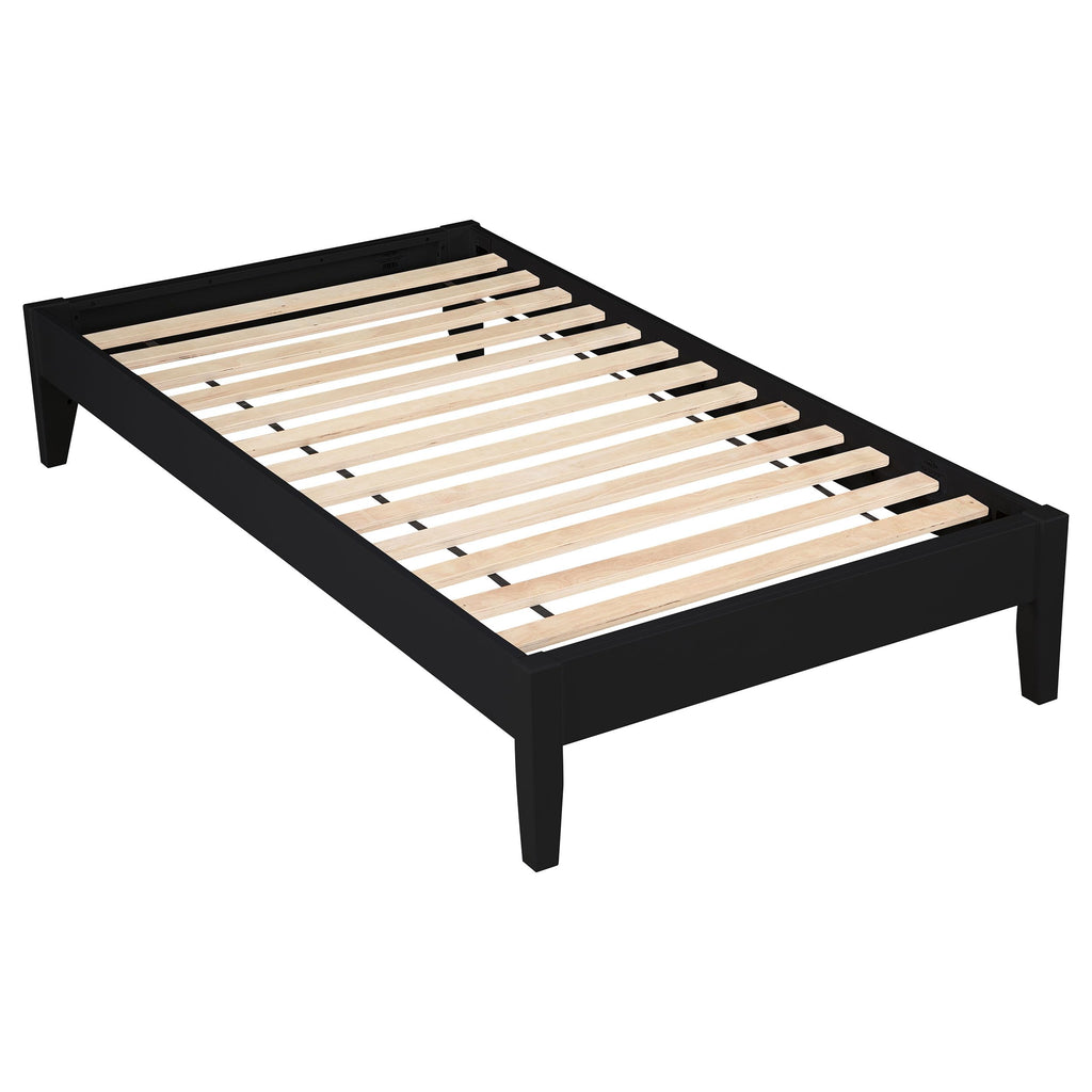 Coaster Home Furnishings Hounslow Contemporary Twin Size Pine Wood Platform Bed Frame Headboard Compatible Bed Base Black 306129T