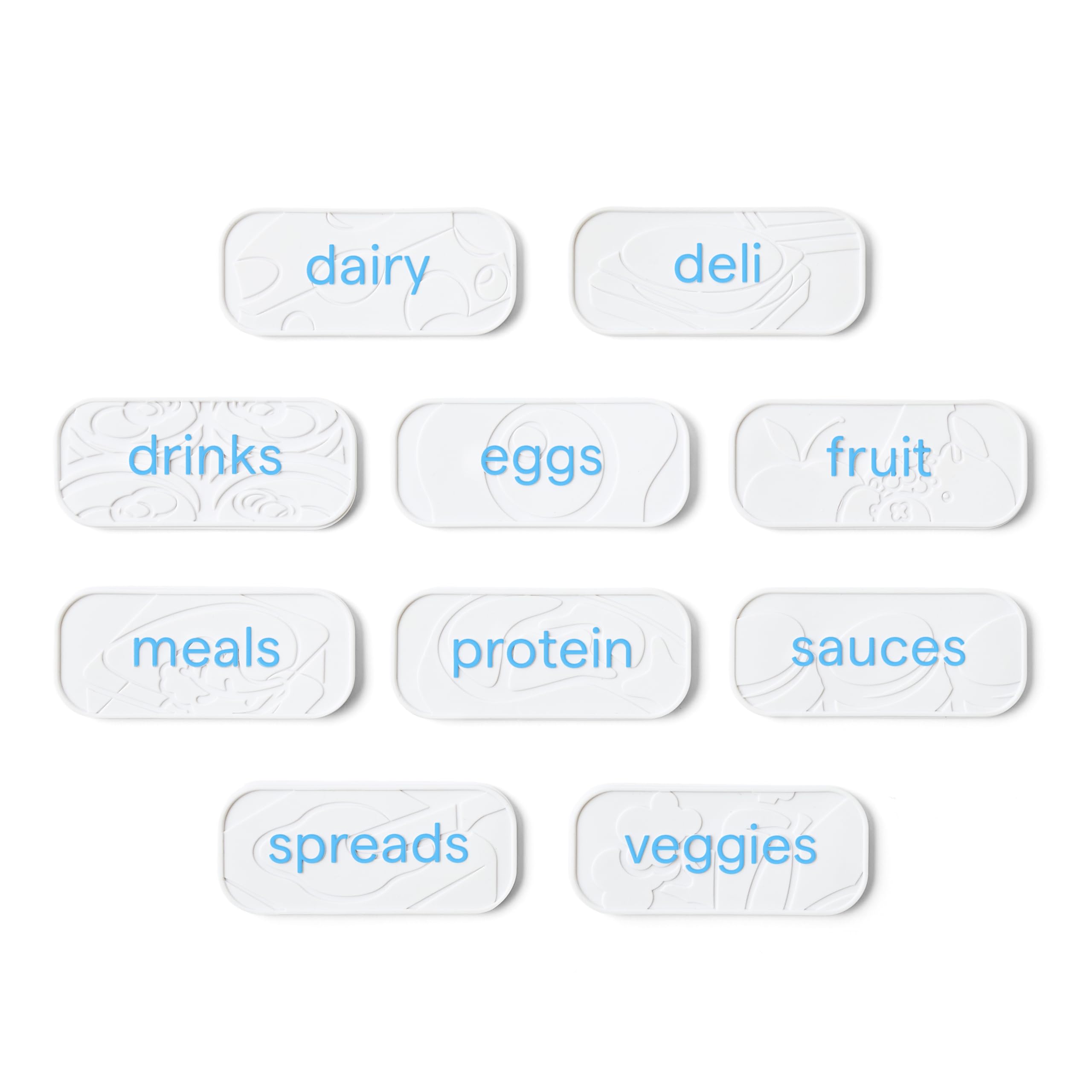 YouCopia, 10-Piece Set ReStickable 3D Fridge Labels, Reusable Nano-Suction, White