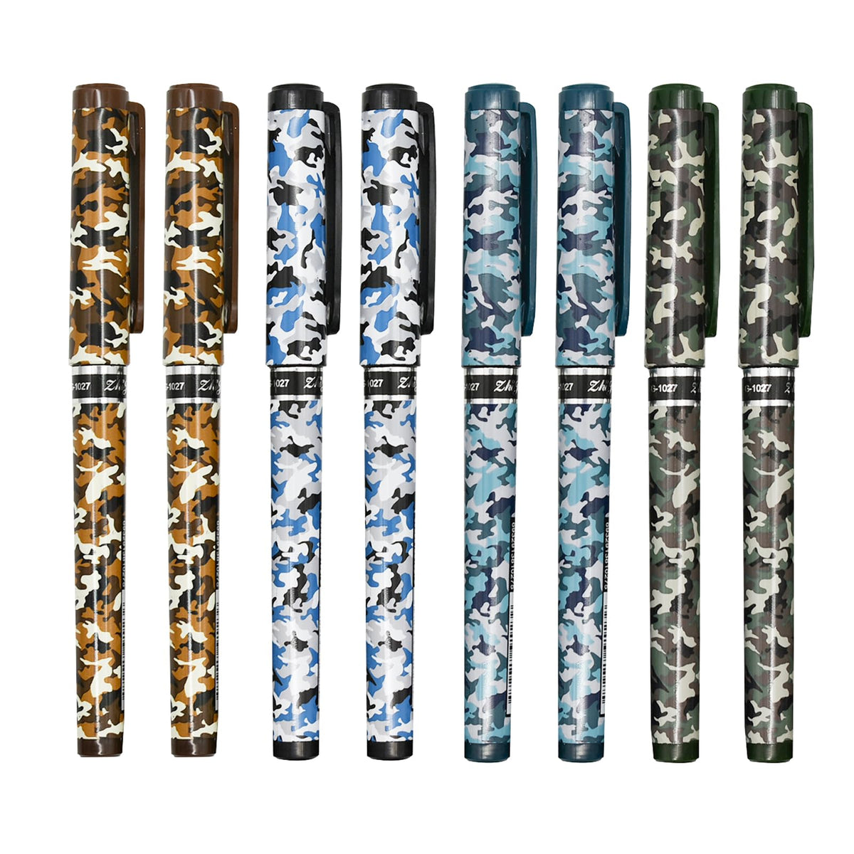 Lopenle 12Pcs Camo Pens Military Camouflage Pen Unique Team Work Gel Pens Black Ink 0.5Mm For School Office Outside Activities M