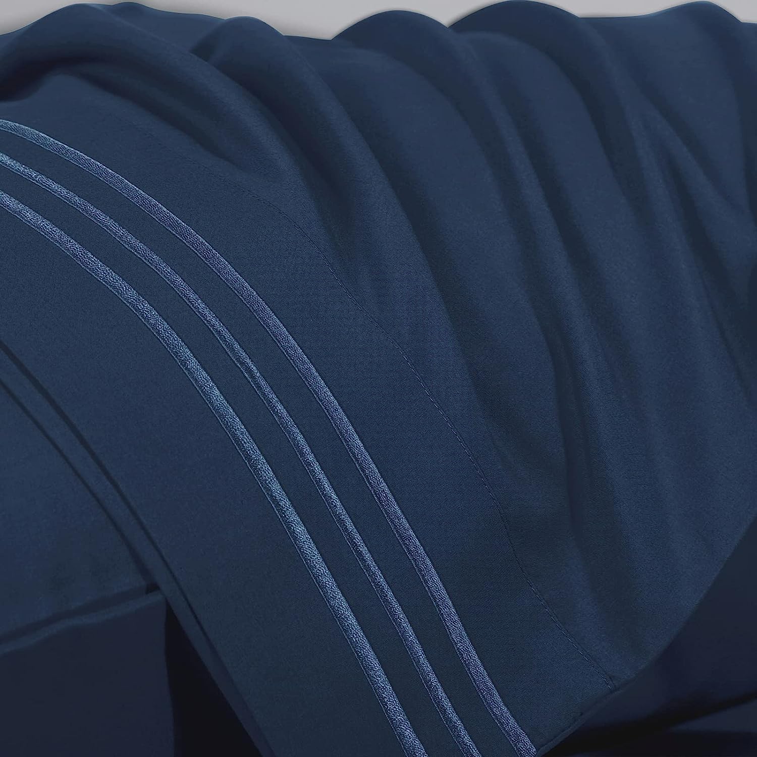 Cozylux Hotel Luxury California King Bed Sheets Set - 1800 Series 4-Piece Embroidered Microfiber Cali King Sheets, Double Brushed, 16' Deep Pocket, Soft And Wrinkle-Resistant, Cal King Navy Blue
