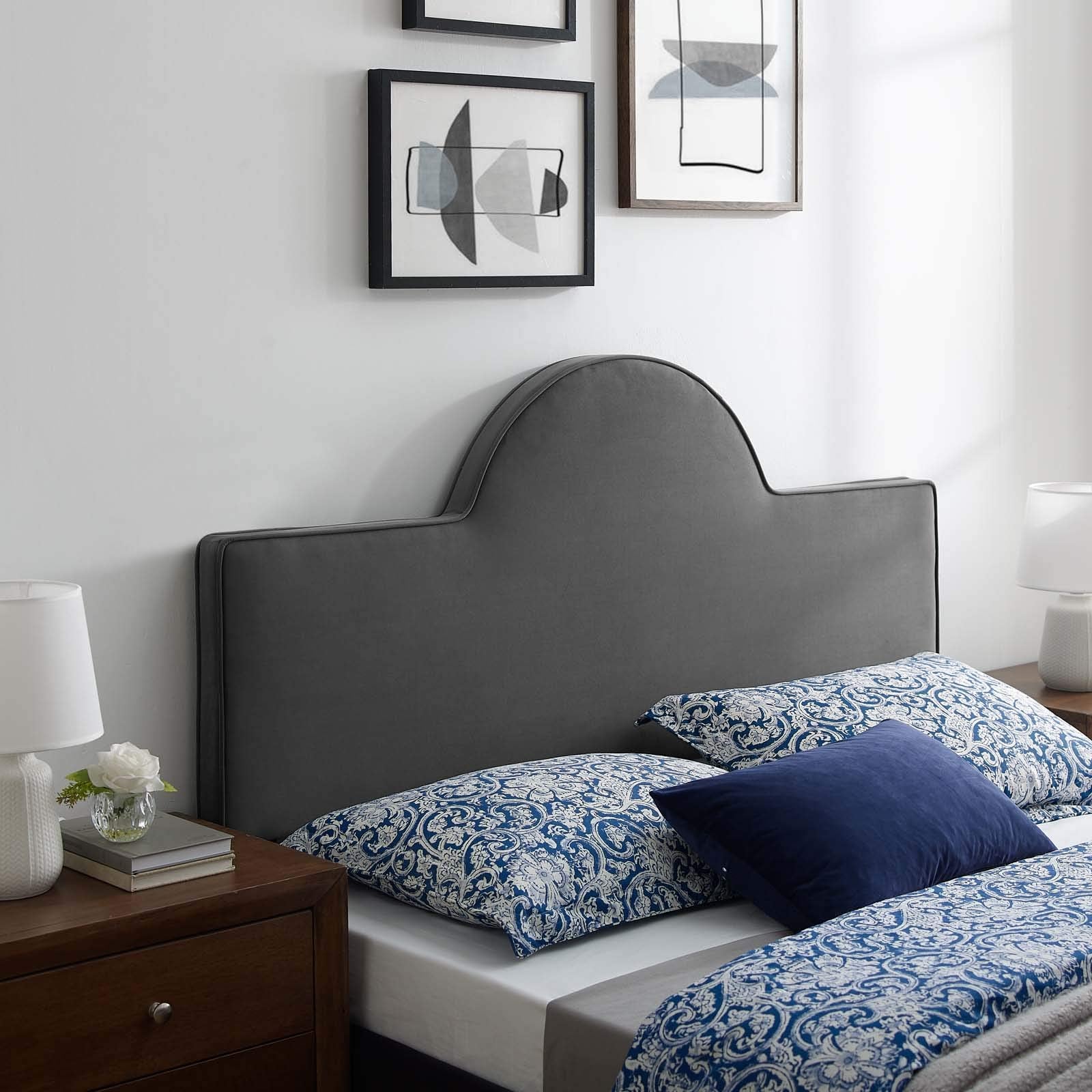 Modway Dawn Performance Velvet Headboard, Twin, Charcoal