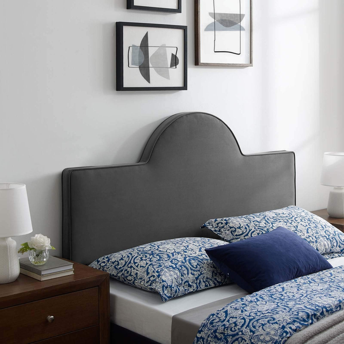 Modway Dawn Performance Velvet Headboard, King/Ca King, Charcoal