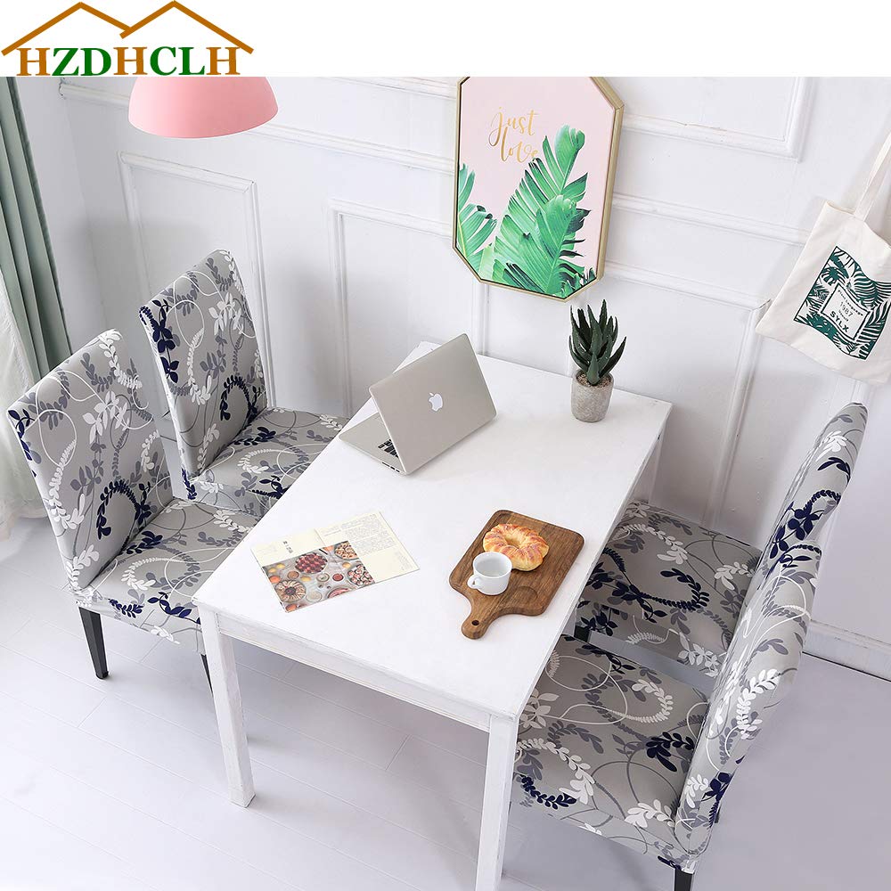 Hzdhclh Grey Chair Covers For Dining Room 6 Pack,Stretch Spandex Parsons Chair Slipcover Set Of 6,Washable Anti-Dust Chair Seat