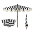 JONATHAN Y Half Umbrella UMB1201A Beverly 9 ft. Designer Classic Scalloped Fringe Market Patio with Crank, Push Button Tilt and 